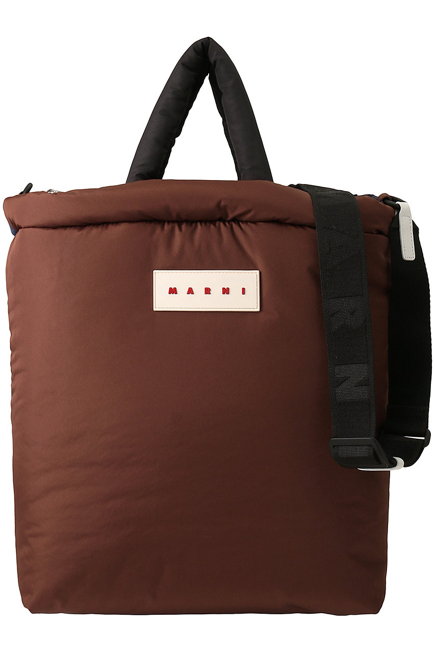 マルニ　トートバッグ　布袋付き　トラベル　水色　ブラウン　イタリアライトブルーとブラウンのカラー