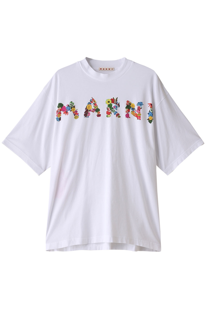 MARNI フラワーロゴTシャツ (リリーホワイト, 44) マルニ ELLE SHOP