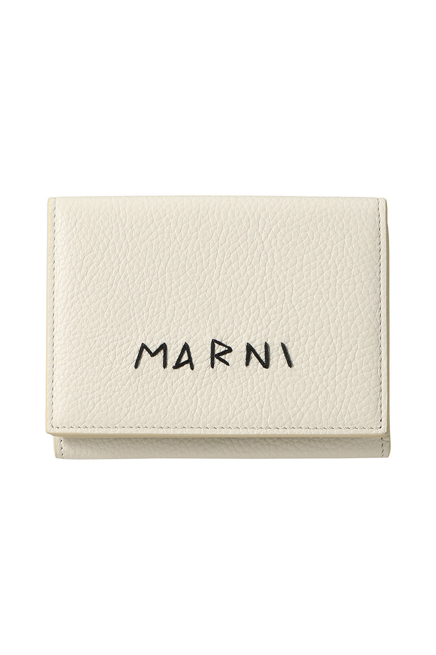 マルニ/MARNIのMENDING ハンドステッチロゴ三つ折り財布(アイボリー/PFMO0105U0)