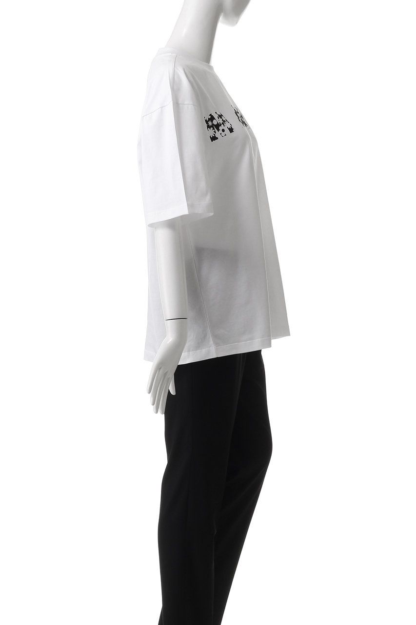 MARNI コットン フラワー ロゴ Tシャツ クロップド丈 送料関税込 MARNI(マルニ)|フラワーロゴTシャツ/リリーホワイト×ブラック