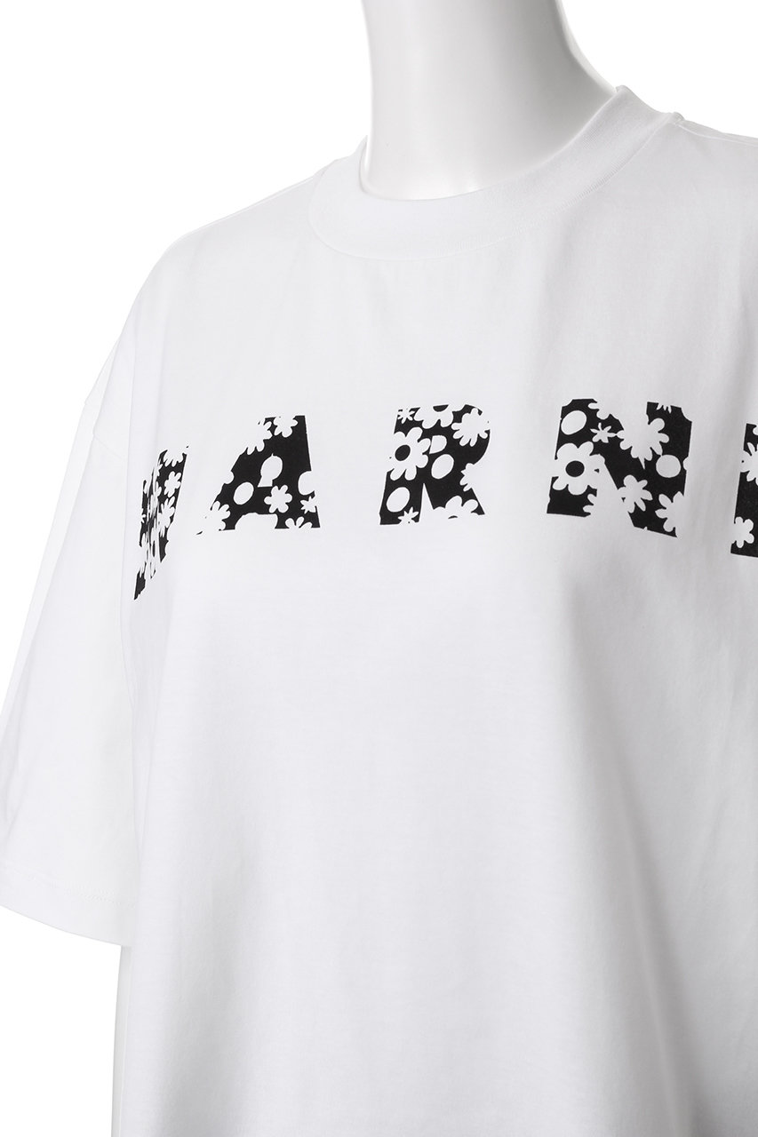 MARNI(マルニ)｜フラワーロゴTシャツ/リリーホワイト×ブラック