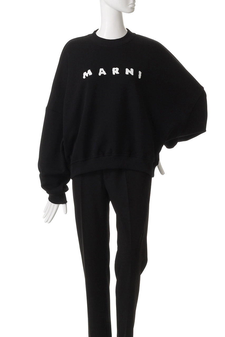 MARNI クロップドスウェット ブラック MARNI(マルニ)｜コットンロゴスウェット/ブラック の通販｜ELLESHOP