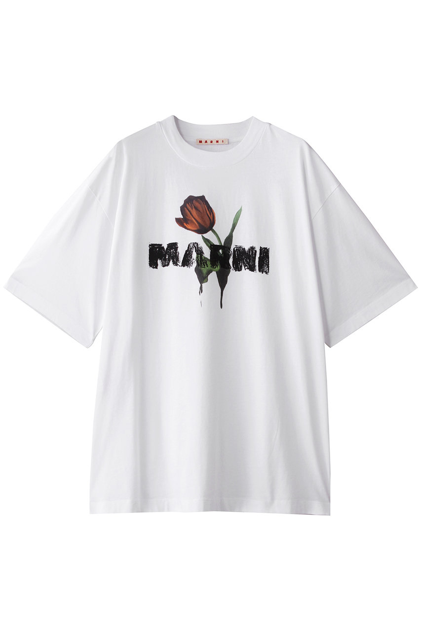 MARNI チューリップロゴTシャツ (リリーホワイト, 40) マルニ ELLE SHOP MARNI チューリップロゴTシャツ (リリーホワイト, 40) マルニ ELLE SHOP