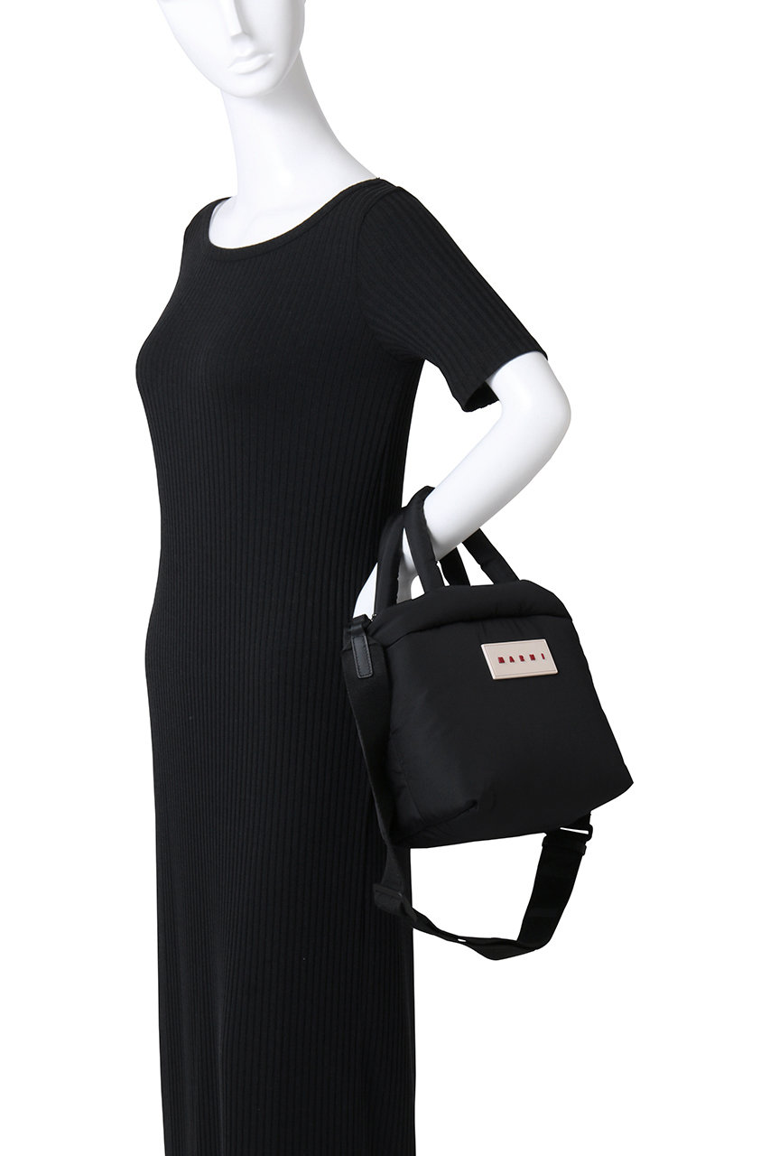 MARNI(マルニ)｜PUFF ナイロン2wayスモールトートバッグ/ブラック の