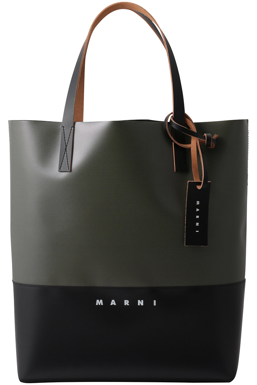 MARNI TRIBECA バイカラーショッピングバッグ (ディープセージ×ブラック, F) マルニ ELLE SHOP MARNI TRIBECA バイカラーショッピングバッグ (ディープセージ×ブラック, F) マルニ ELLE SHOP