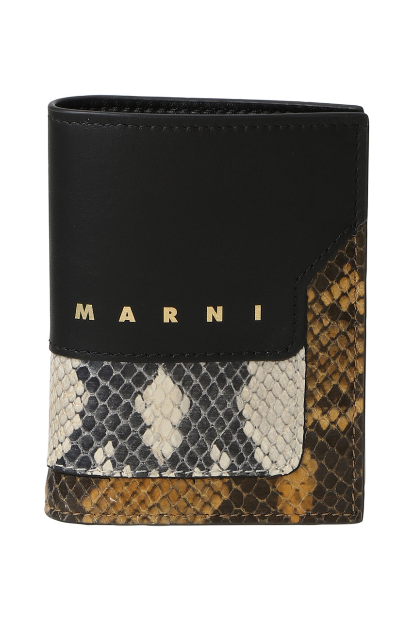 MARNI TRUNK パイソン型押しコンビ二つ折り財布 (ブラック×ストーンホワイト×アンバー, F) マルニ ELLE SHOP MARNI TRUNK パイソン型押しコンビ二つ折り財布 (ブラック×ストーンホワイト×アンバー, F) マルニ ELLE SHOP