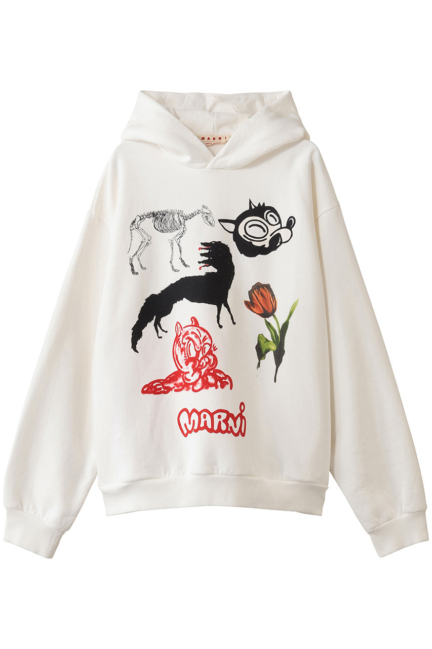 MARNI 【MEN】プリントパーカー (ナチュラルホワイト, 44) マルニ ELLE SHOP MARNI 【MEN】プリントパーカー (ナチュラルホワイト, 44) マルニ ELLE SHOP