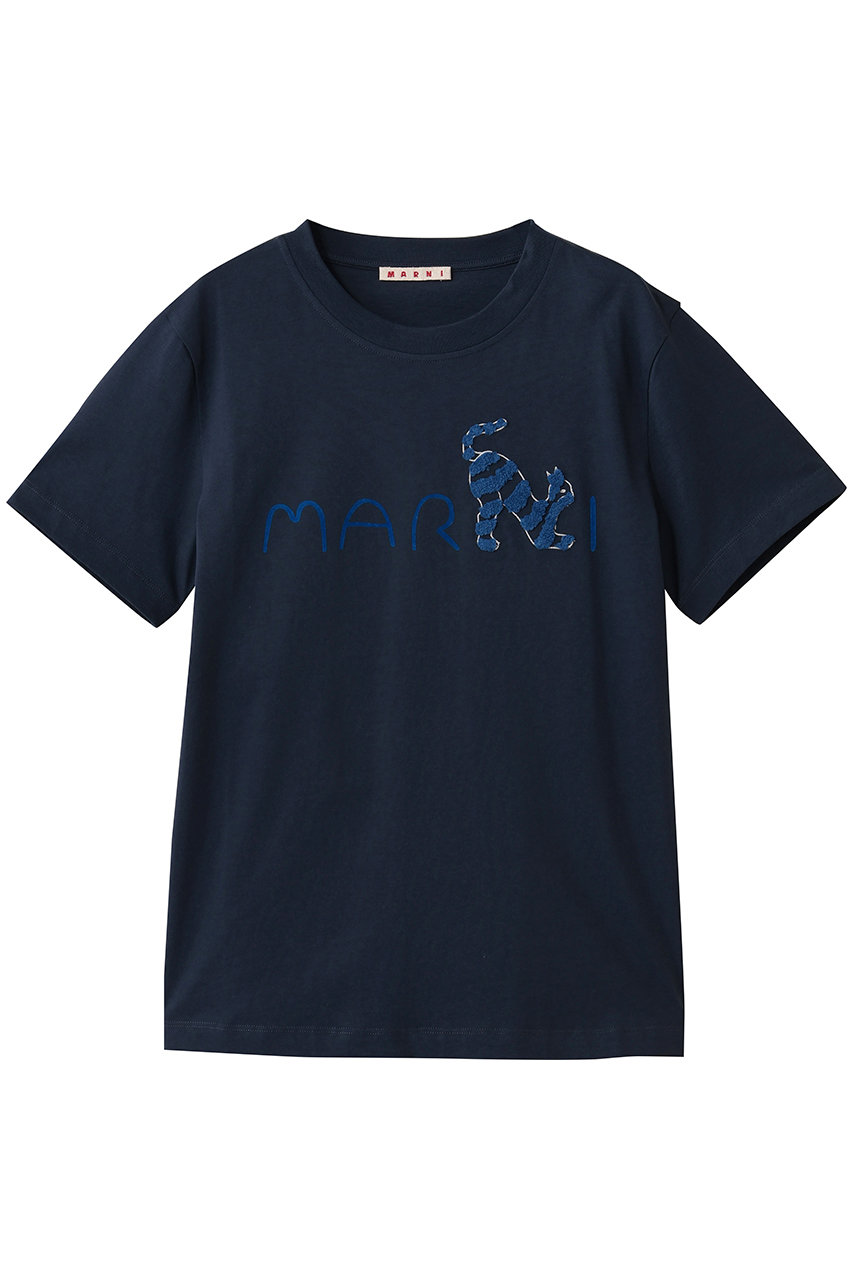 マルニ/MARNIのアニマルアルファベットロゴTシャツ(ブルーブラック/THJE0293S3-USCY84-LOB99)