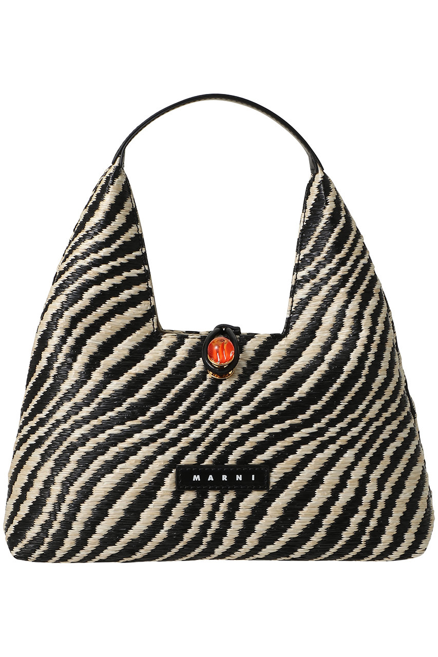 マルニ/MARNIのラフィアエフェクトミニハンドバッグ(ブラック/BMMP0171U1-P9841-00N99)