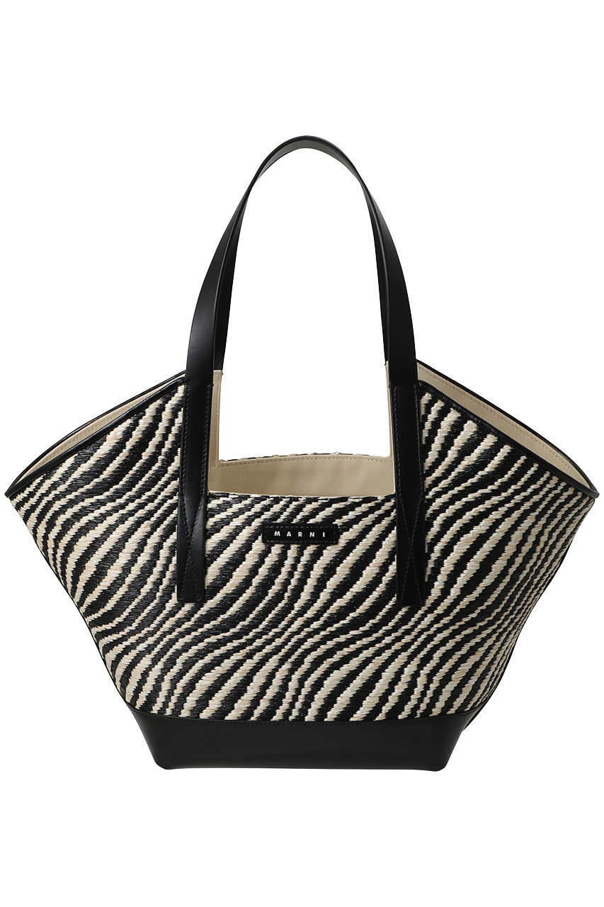 マルニ/MARNIのラフィアエフェクトスモールトートバッグ(ブラック/SHMP0169A1-P9841-00N99)