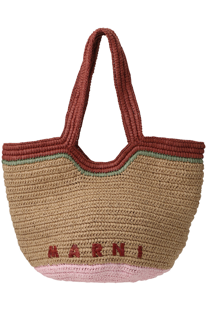 マルニ/MARNIのSEASIDE ショルダーバスケット(ワイルドチェリー×オリーブ/SBMP0286A0P9110)