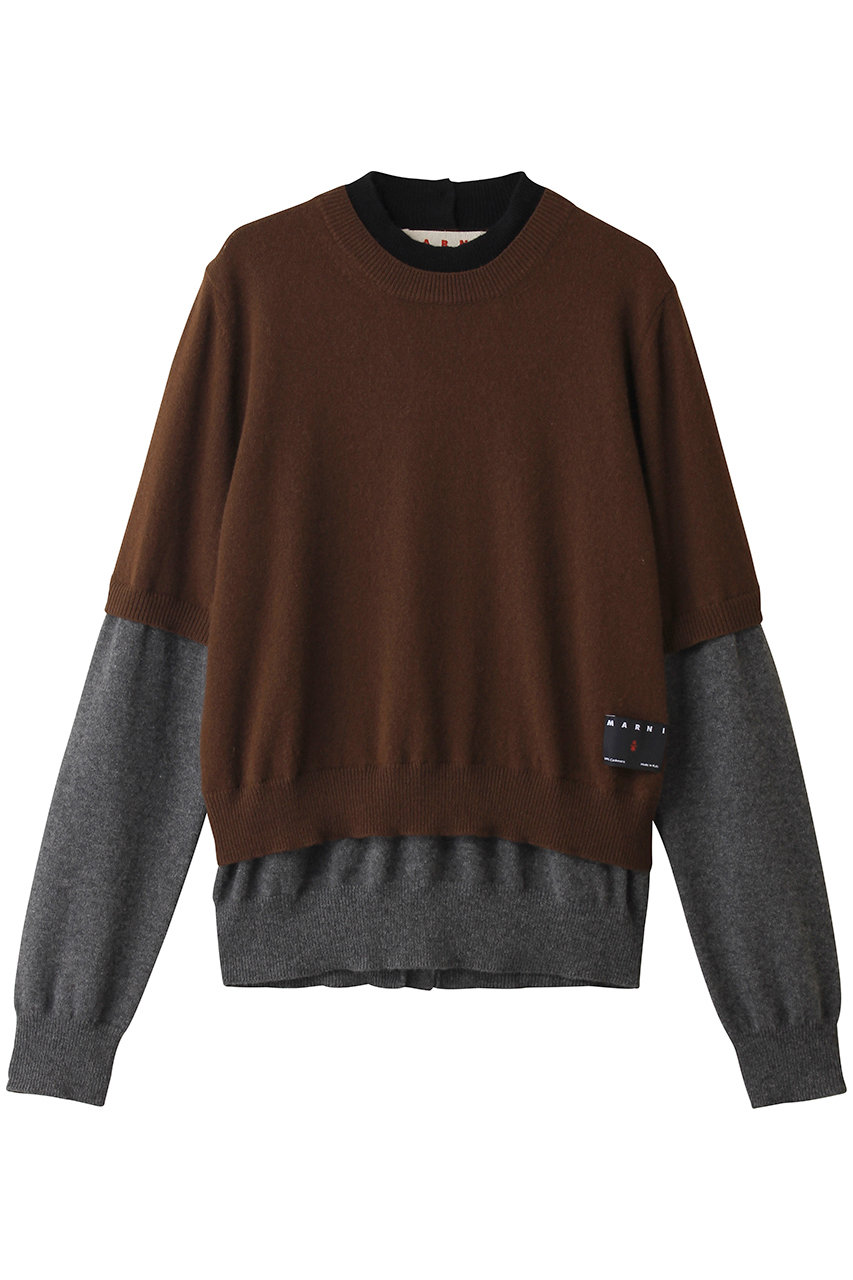 MARNI カシミヤレイヤードプルオーバー (サドルブラウン, 40) マルニ ELLE SHOP
