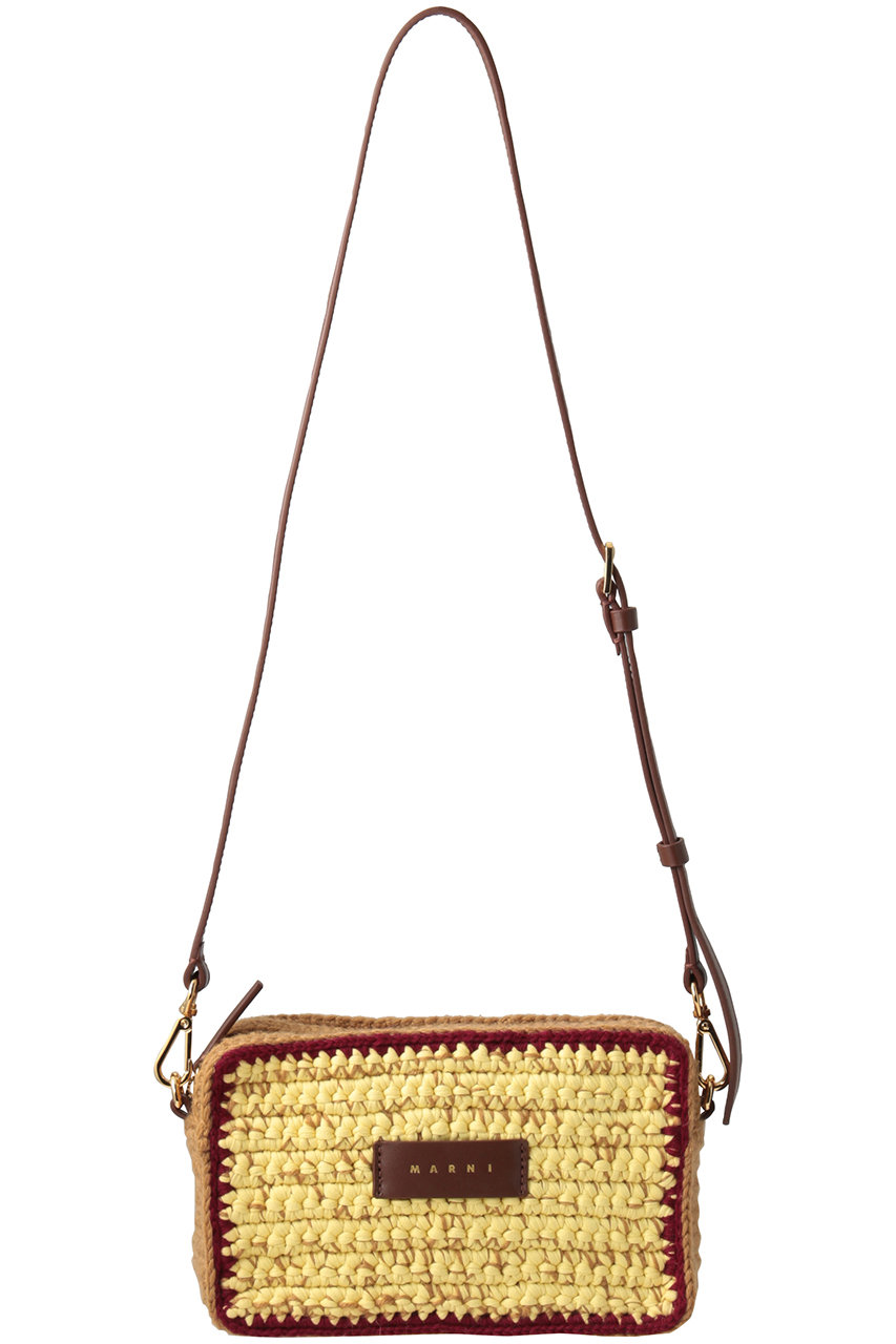 MARNI SEASIDE ウールクロシェカメラバッグ (カード×ルビーワイン×イエロークリーム, F) マルニ ELLE SHOP