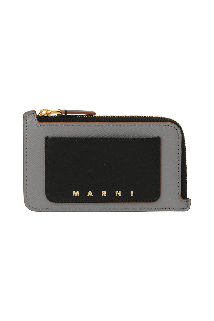 マルニ/MARNIのファスナー付きカードウォレット(モカ×ブラック×アッシュ/PFMO0138U0LV520)