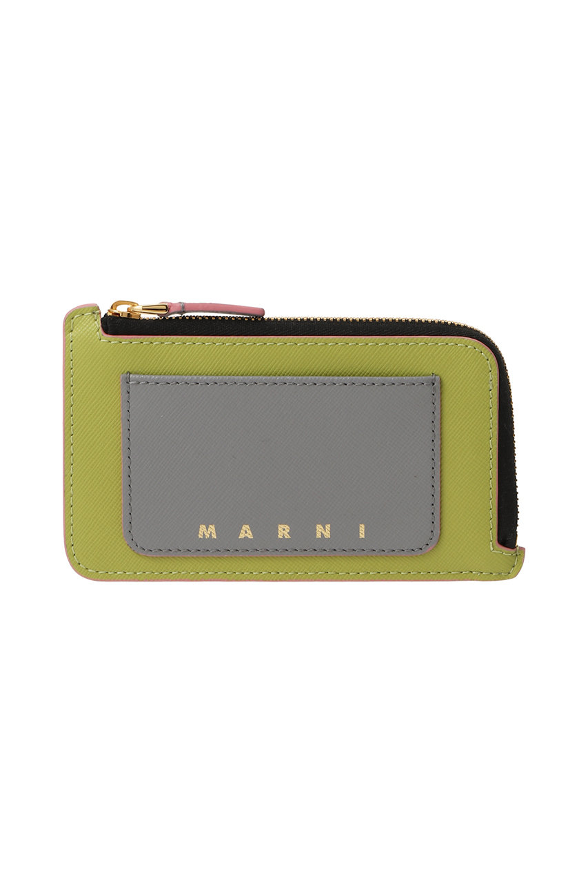 マルニ/MARNIのファスナー付きカードウォレット(キャンディ×アッシュ×ライム/PFMO0138U0LV520)