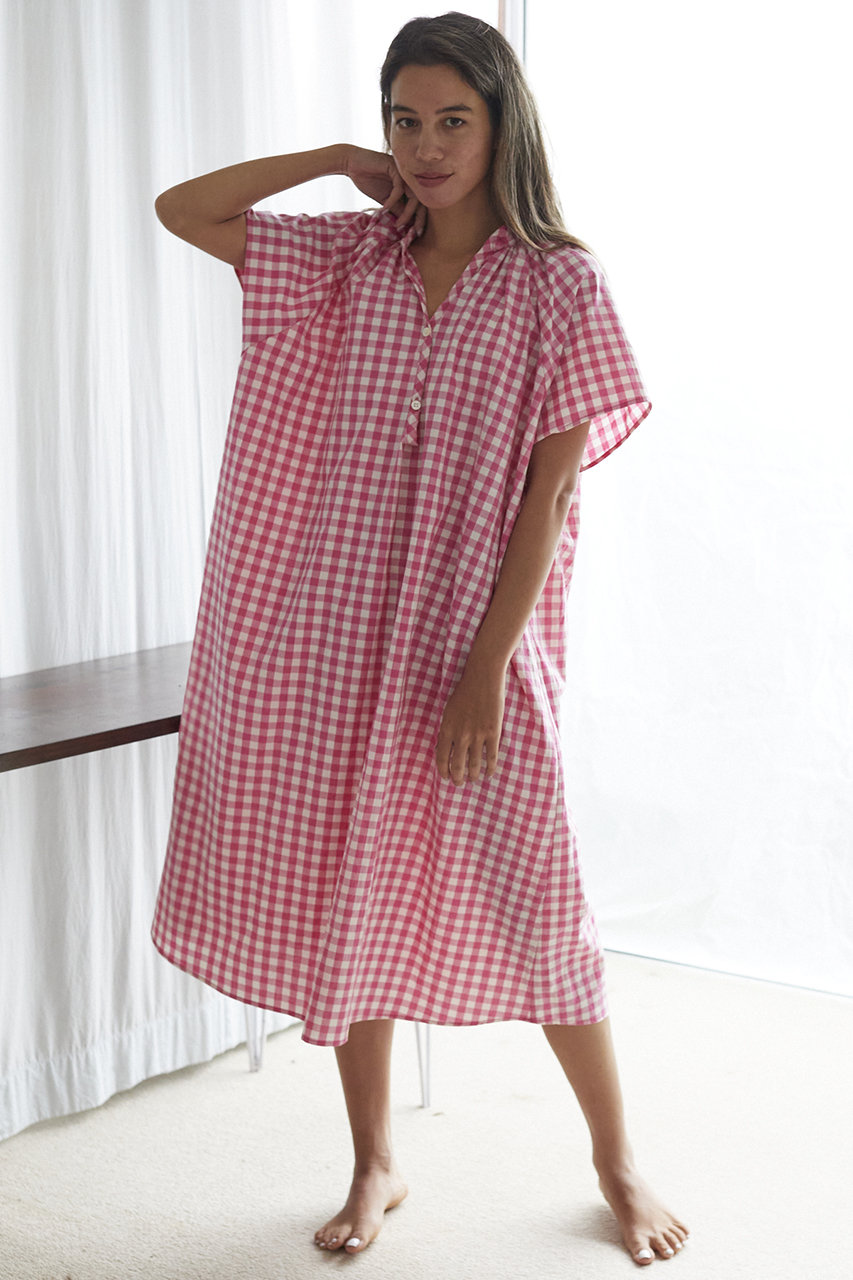 Nanadecor ナナデェコール 予約販売 Koチェックワンピース ピンク の通販 Elleshop エル ショップ