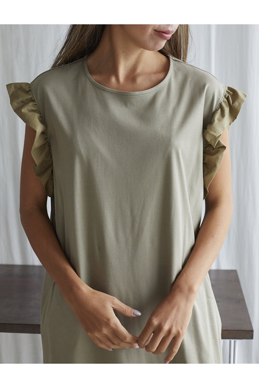 Nanadecor ナナデェコール カルダモンフリルワンピース モーブグリーン の通販 Elleshop エル ショップ