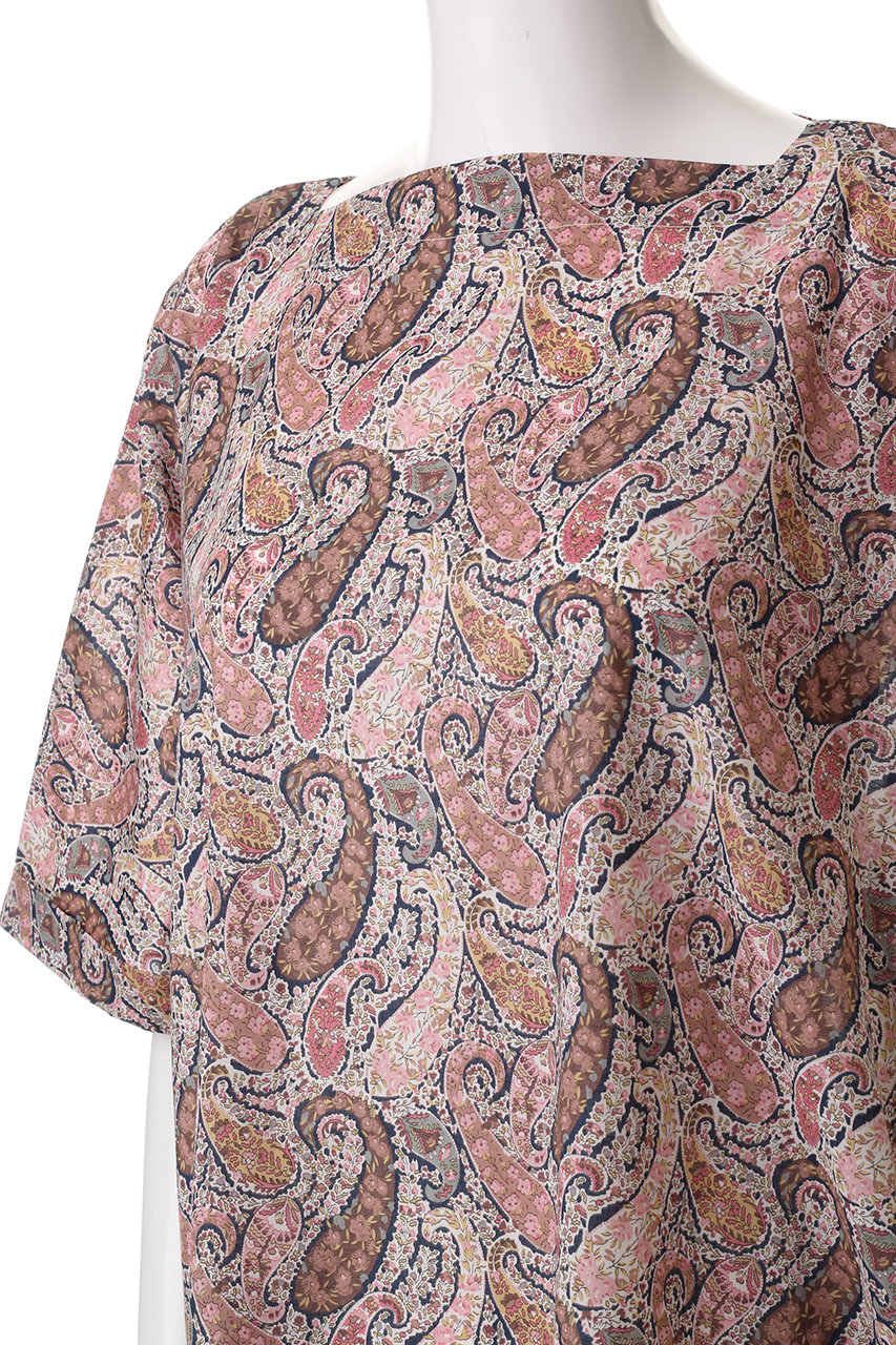 nanadecor ナナデコール　ピンク×グレー　ワンピース ワンピース nanadecor(ナナデェコール)｜KOワイドワンピースリバティペイズリー