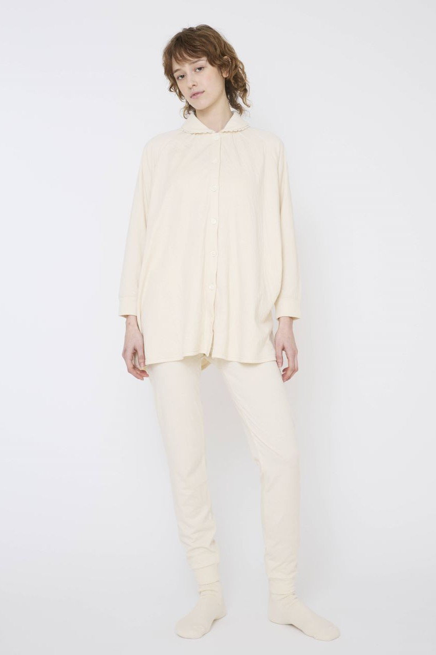 nanadecor(ナナデェコール)｜リリー襟付きパジャマトップス/ナチュラル