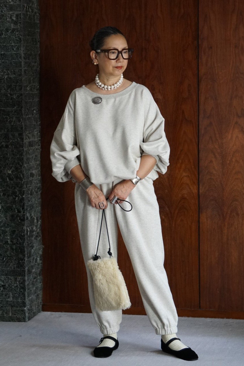 nanadecor(ナナデェコール)｜KO裏毛バルーントップス/ライトグレー の