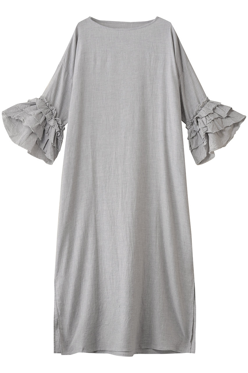 ナナデェコール/nanadecorのローズマリーフリルロングドレス(グレー/N25-03382GR)