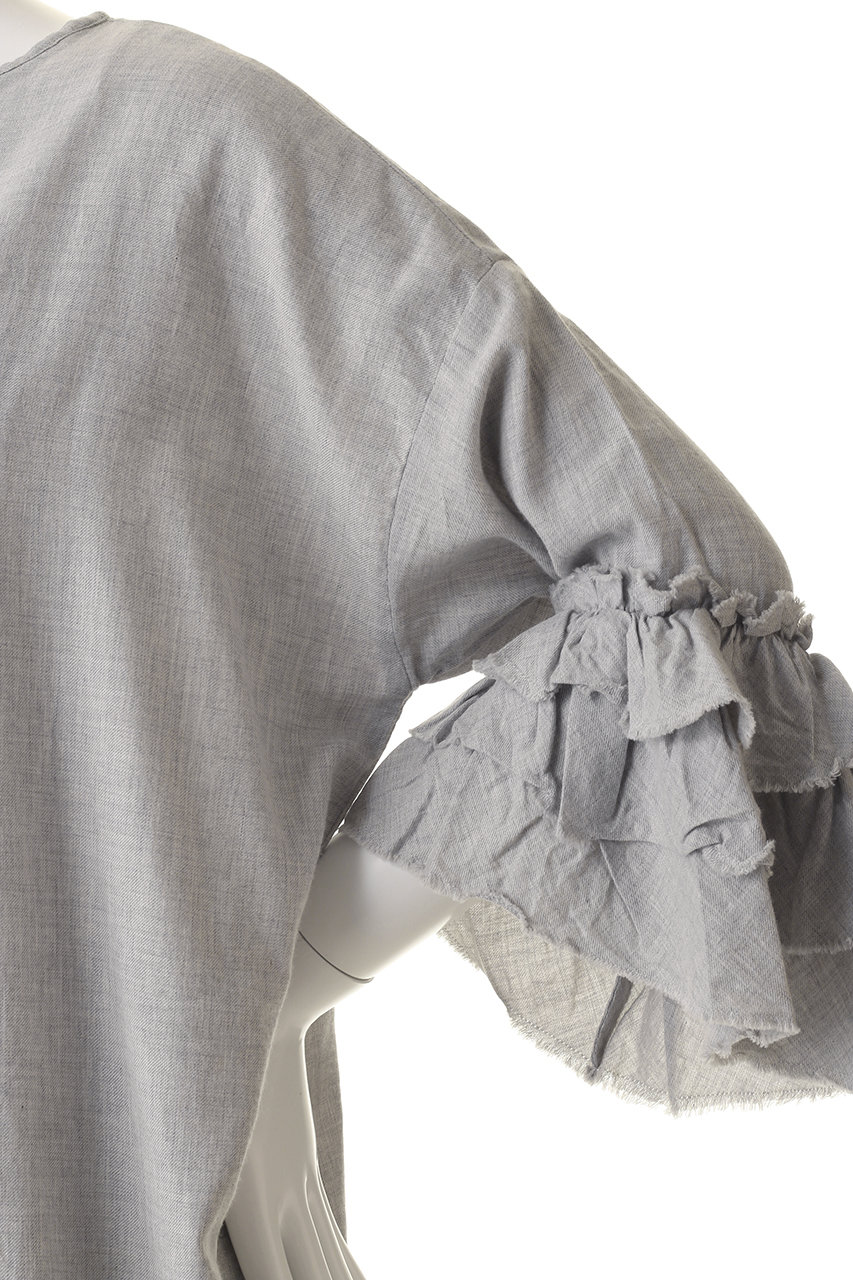 nanadecor(ナナデェコール)｜ローズマリーフリルロングドレス/グレー