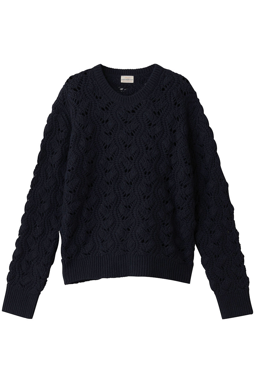 イタリア編み柄ニットプルオーバー