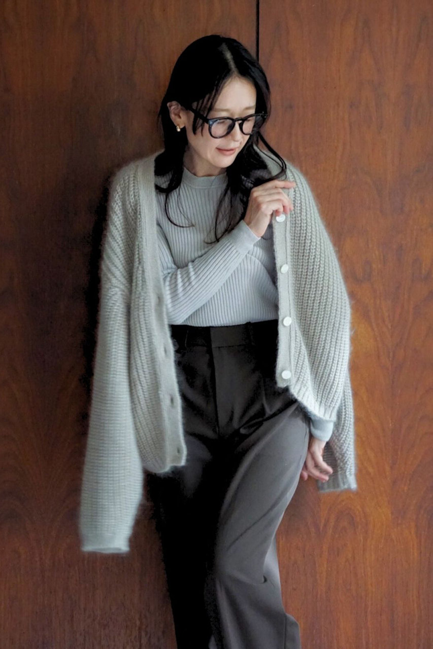 nanadecor(ナナデェコール)｜KOシルクモヘヤカーディガン/グレージュ