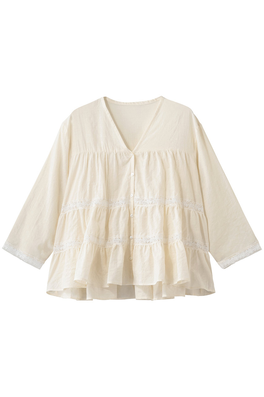 ナナデェコール/nanadecorのコスモスレースティアードブラウス(ナチュラル/N26-03T515NA)