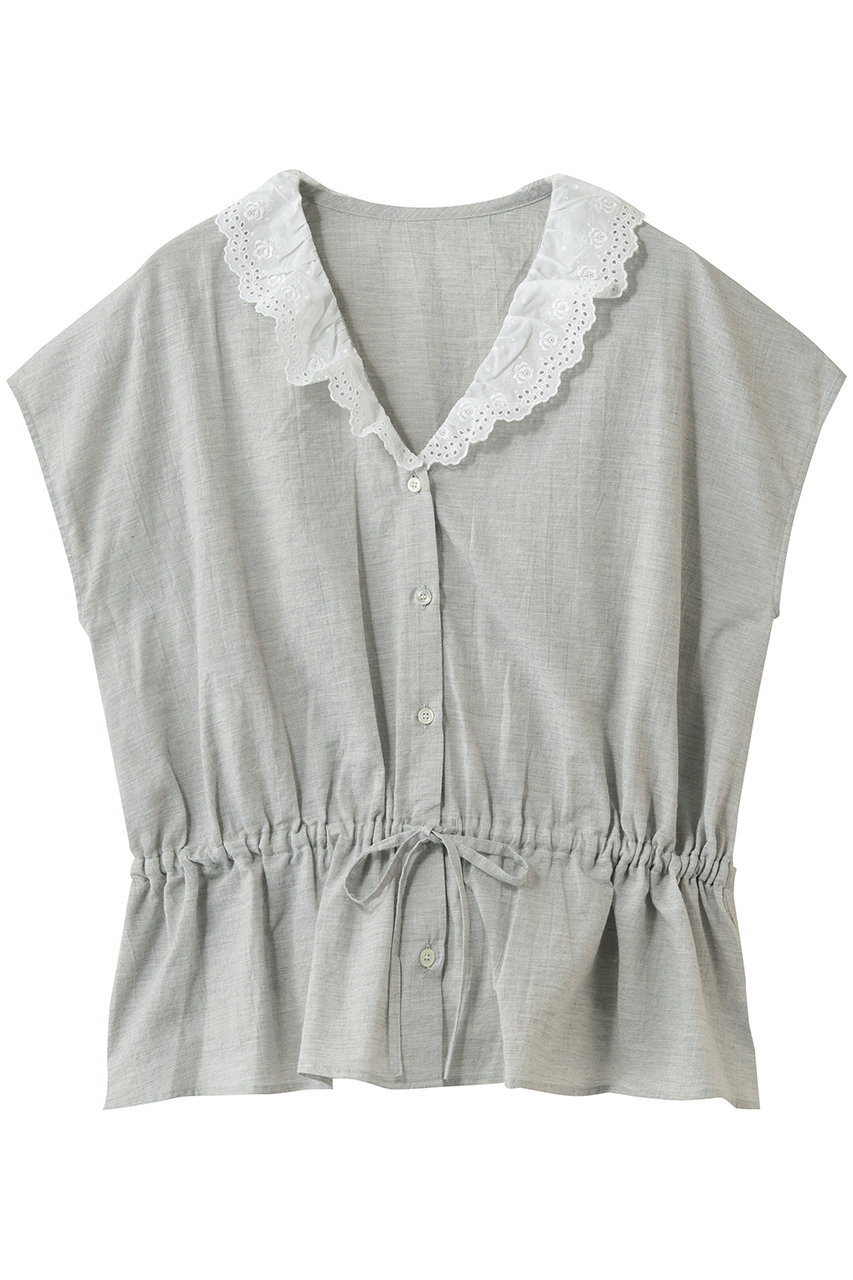 ナナデェコール/nanadecorのクラシックローズレースブラウス(ライトグレー/N26-03T512WH)