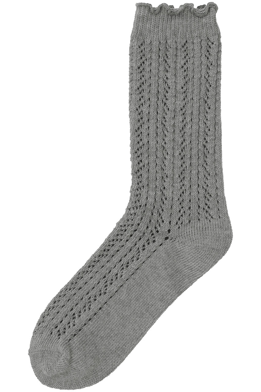 ナナデェコール/nanadecorの編み柄ソックス(グレー/N26-06562WH)