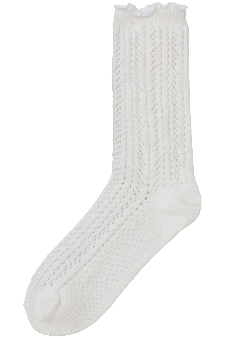 ナナデェコール/nanadecorの編み柄ソックス(ホワイト/N26-06562WH)