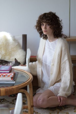 ナナデェコール/nanadecorのシルクモヘアアイレットカーディガン(110300/110303)