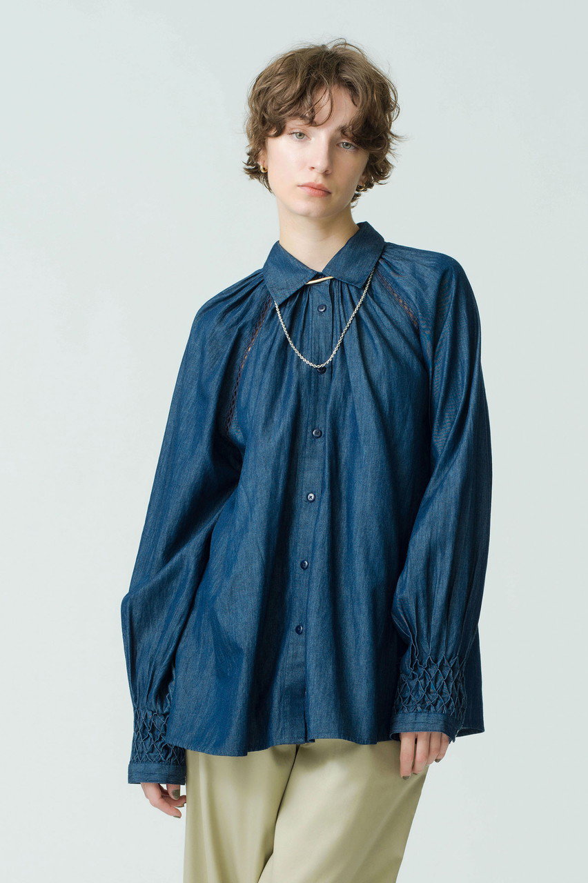 Ron Herman(ロンハーマン)｜【Merlette】【Ron Herman 15th限定】Tiana Smocked Denim/インディゴ  の通販｜ELLESHOP・(エル・ショップ)