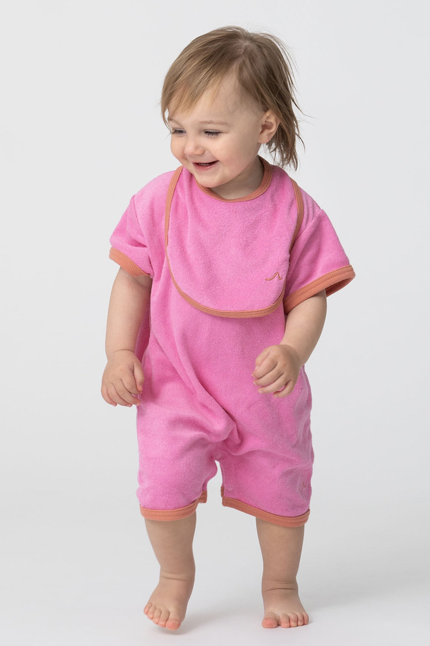 MABLIGwendolen Romper & bonnet ロンパース ピンク Ron Herman(ロンハーマン)｜【BABY】パイル ハーフスリーブ ロンパース