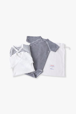 ロンハーマン/Ron Hermanの【3/14 12:00販売開始】【BABY】【RH別注】【PETIT BATEAU】ハーブ スリーブ ロンパースセット(200100/200101)