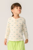 【KIDS】ワッフル ヘンリーネック ロングTシャツ