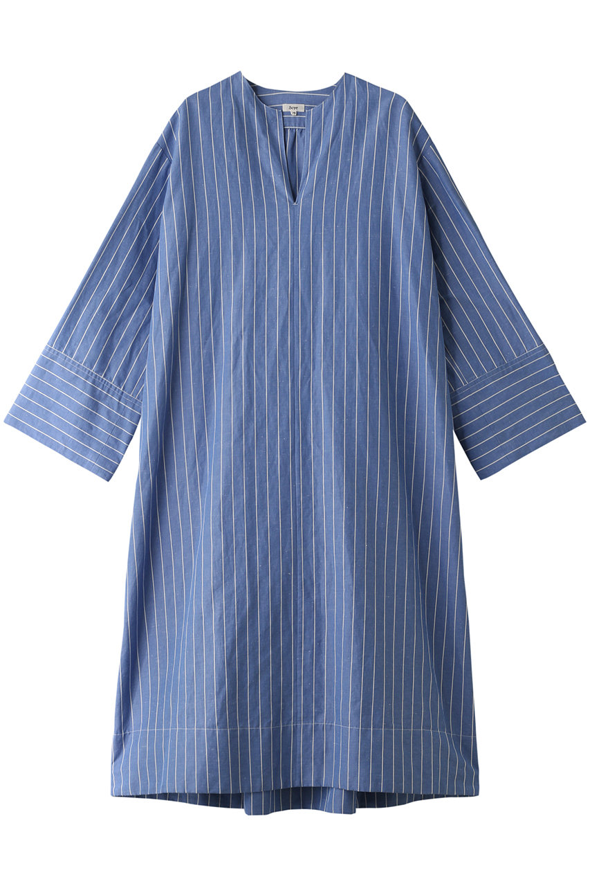 Scye Scye Basics サイ サイベーシックス コットンリネンストライプサックドレス スカイ の通販 Elleshop エル ショップ