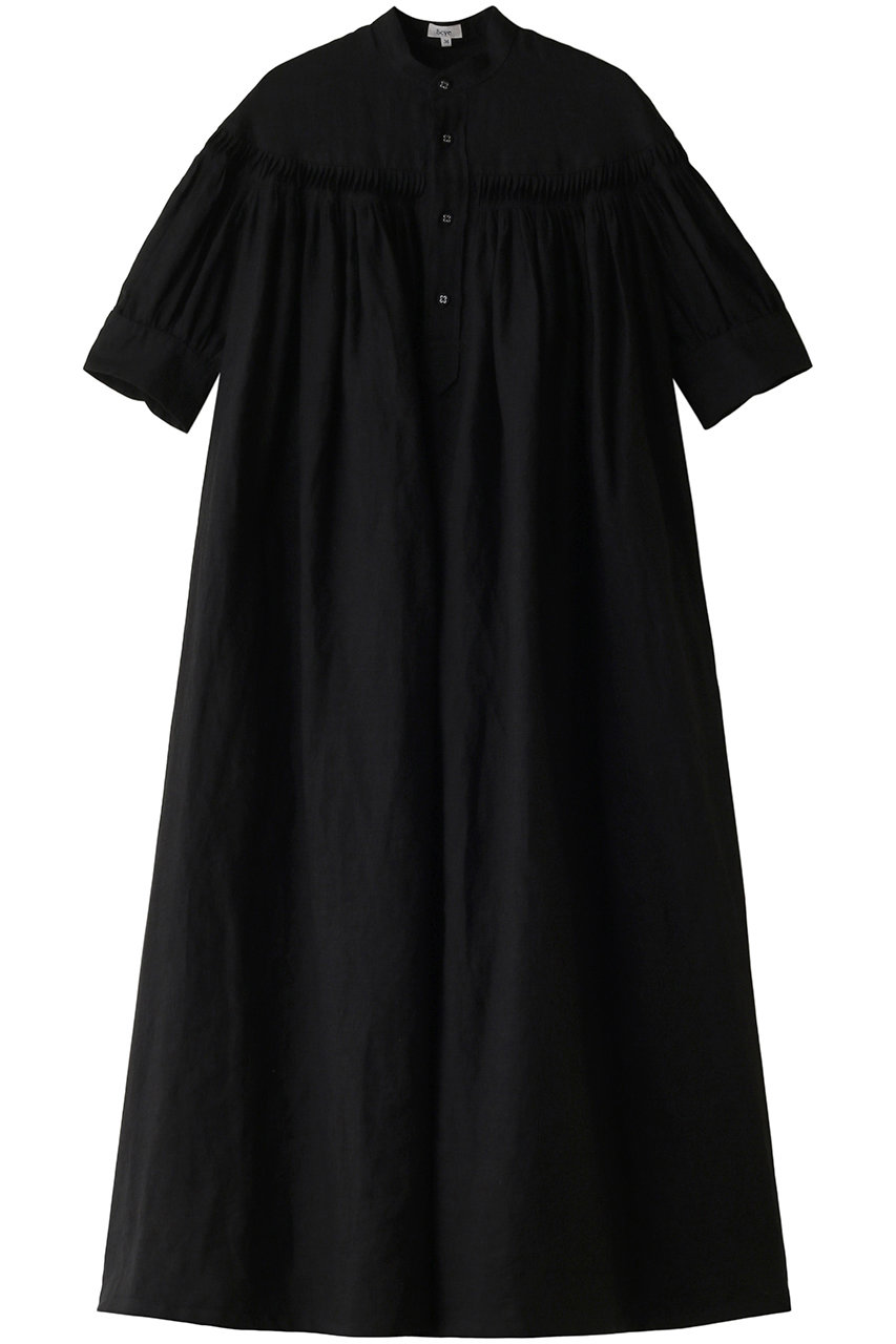 Scye/SCYE BASICS オーガニックリネン タックパフスリーブ ドレス (ブラック, 40) サイ/サイベーシックス ELLE SHOP