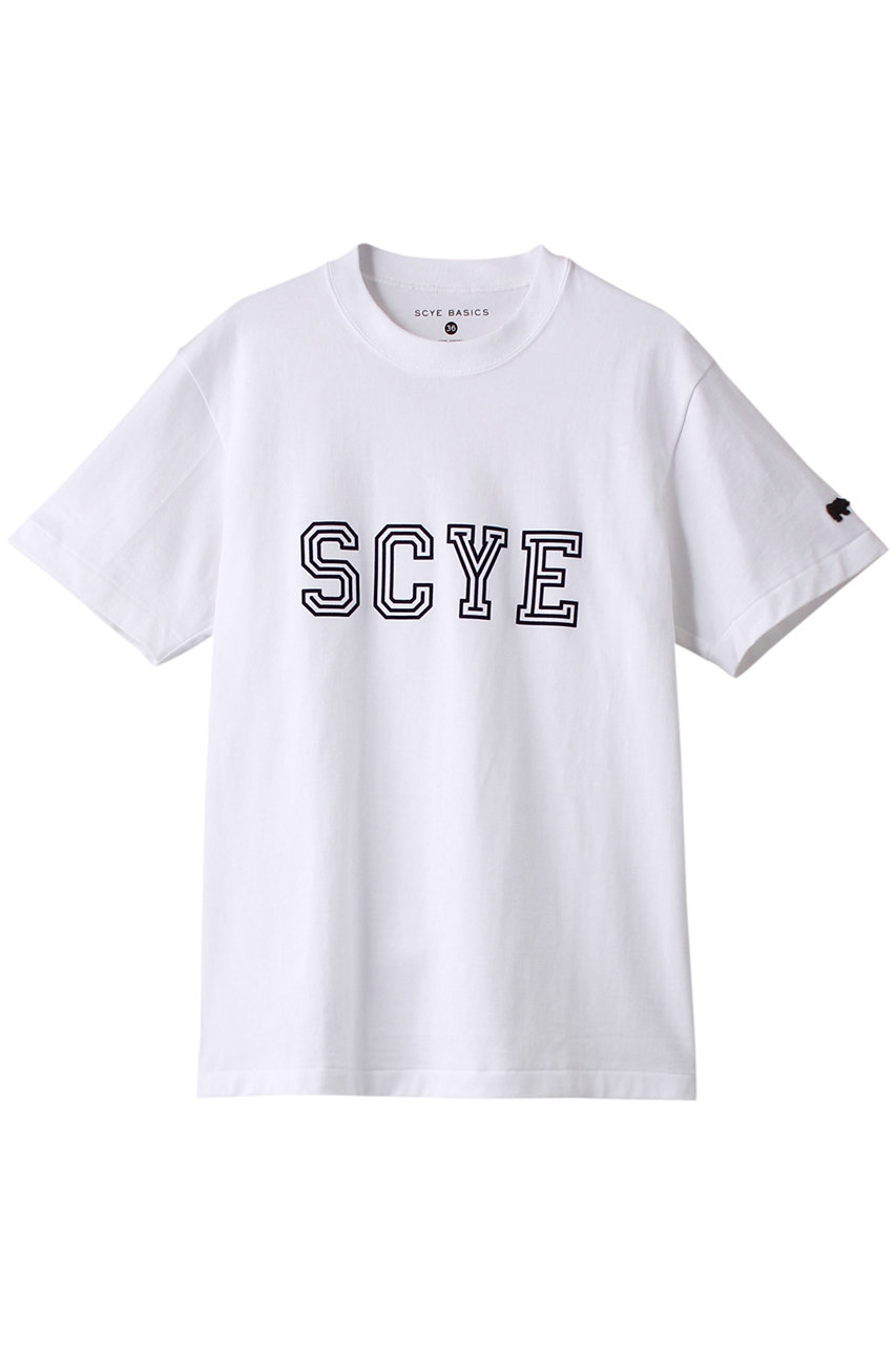 Scye/SCYE BASICS 【SCYE BASICS】ロゴ フロックド Tシャツ (オフホワイト, 34) サイ/サイベーシックス ELLE SHOP