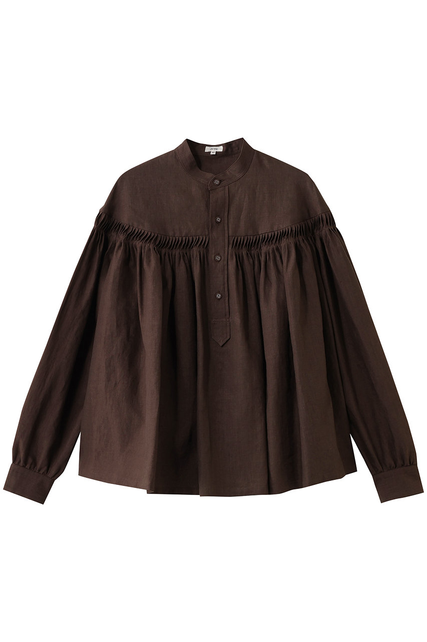 サイ/サイベーシックス/Scye/SCYE BASICSの60/1 Linen Cambric タックド ブラウス(ブラウン/1226-31000)