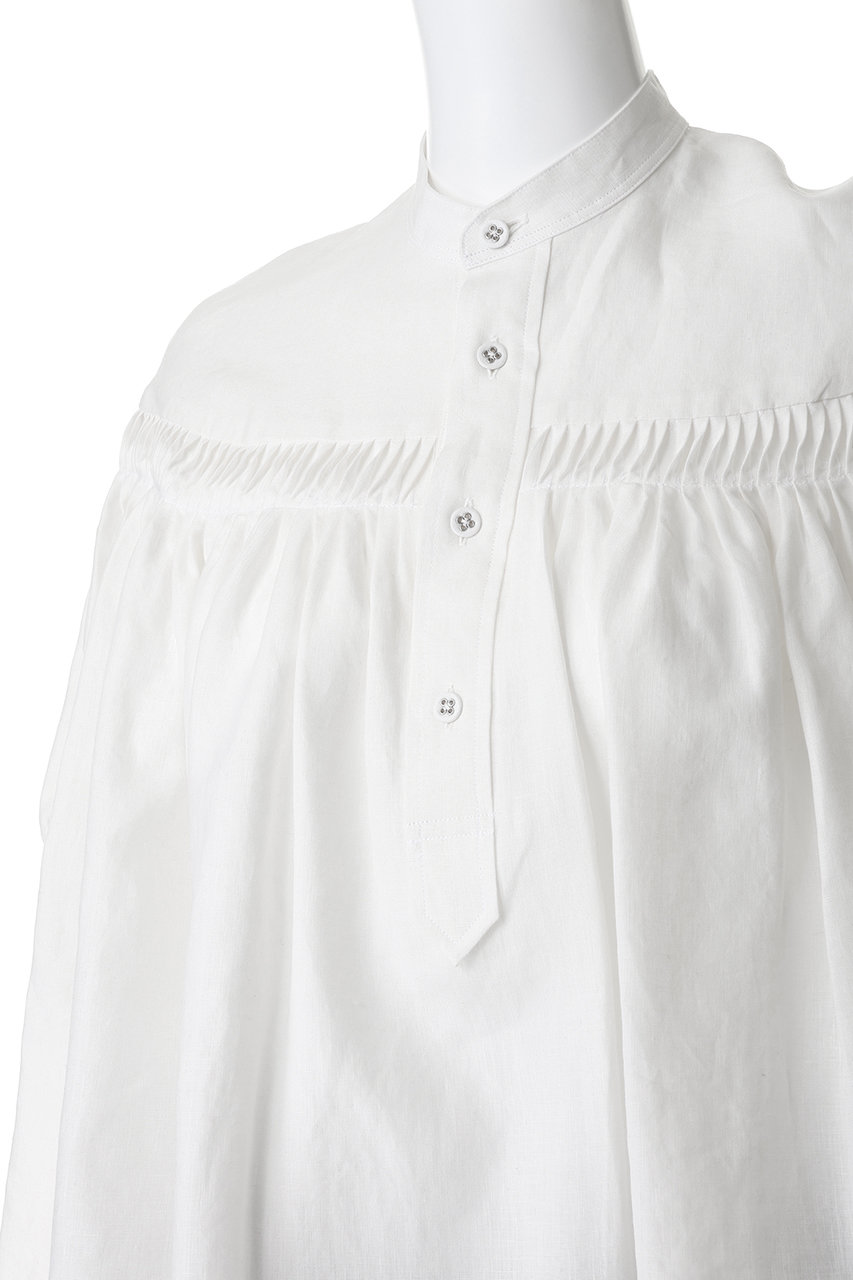 サイScyeフレンチスリーブリネンギャザートップス Scye サイ リネン タックブラウス 半袖 60/1Linen Cambric Tucked