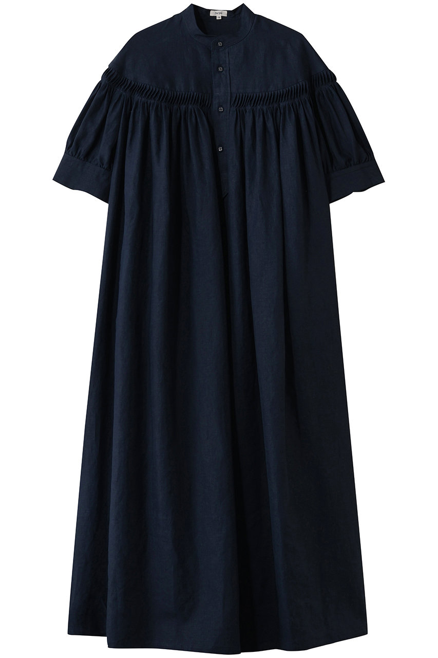 サイ/サイベーシックス/Scye/SCYE BASICSの60/1 Linen Cambric タックド ドレス(ダークネイビー/1226-01002)