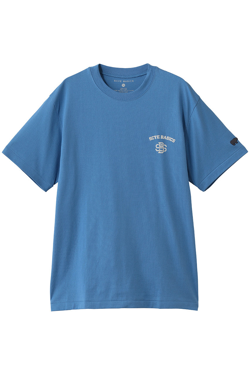 サイ/サイベーシックス/Scye/SCYE BASICSの【UNISEX】【SCYE BASICS】30/2  Cotton Jersey Varsity Logo プリント Tシャツ(ブルー/5726-21710)