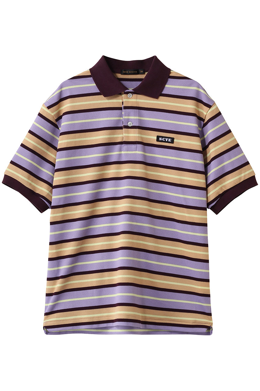 サイ/サイベーシックス/Scye/SCYE BASICSの【MEN】【SCYE BASICS】Striped Cotton Piquet  ポロ シャツ(パープル/5126-21705)