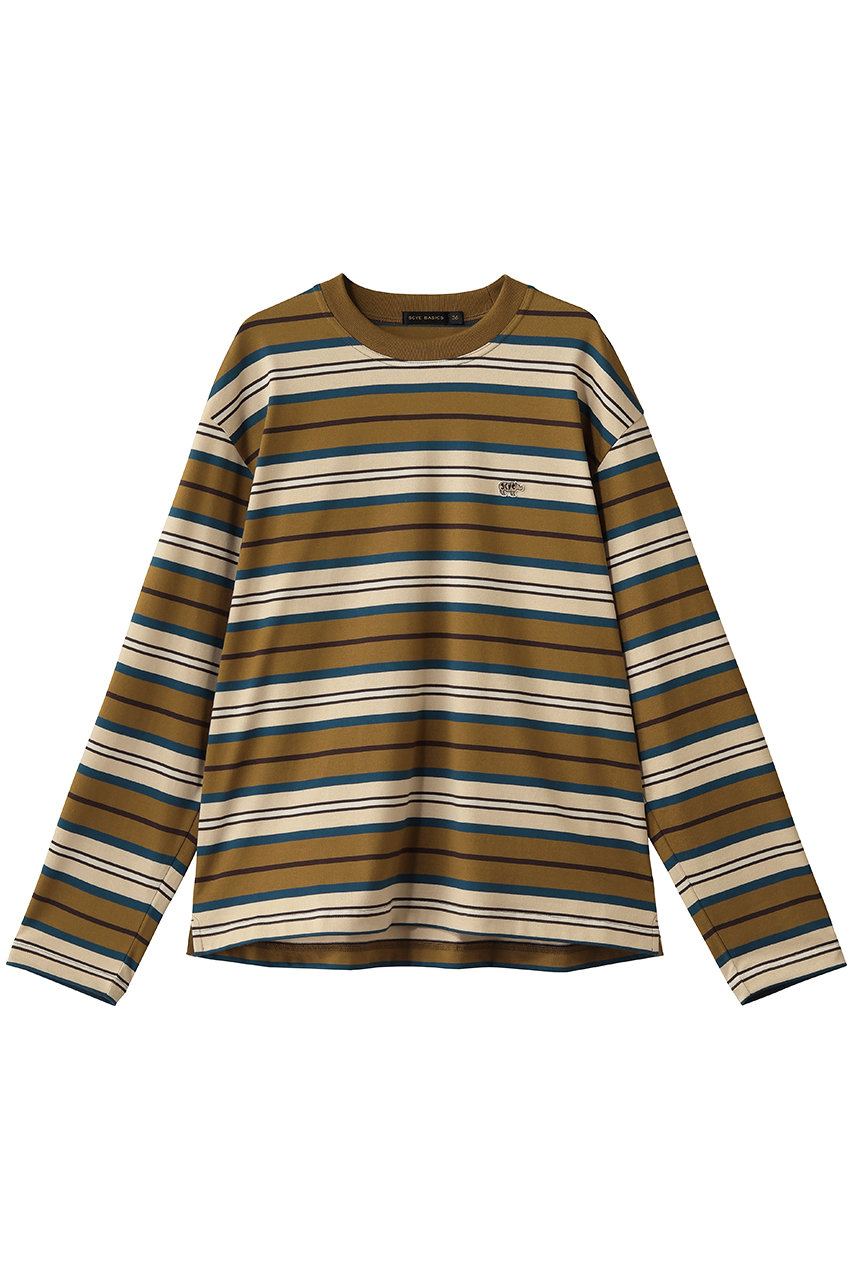 サイ/サイベーシックス/Scye/SCYE BASICSの【UNISEX】【SCYE BASICS】マルチストライプド コットン ロングスリーブ Tシャツ(ダークブロンズ/5726-23711)
