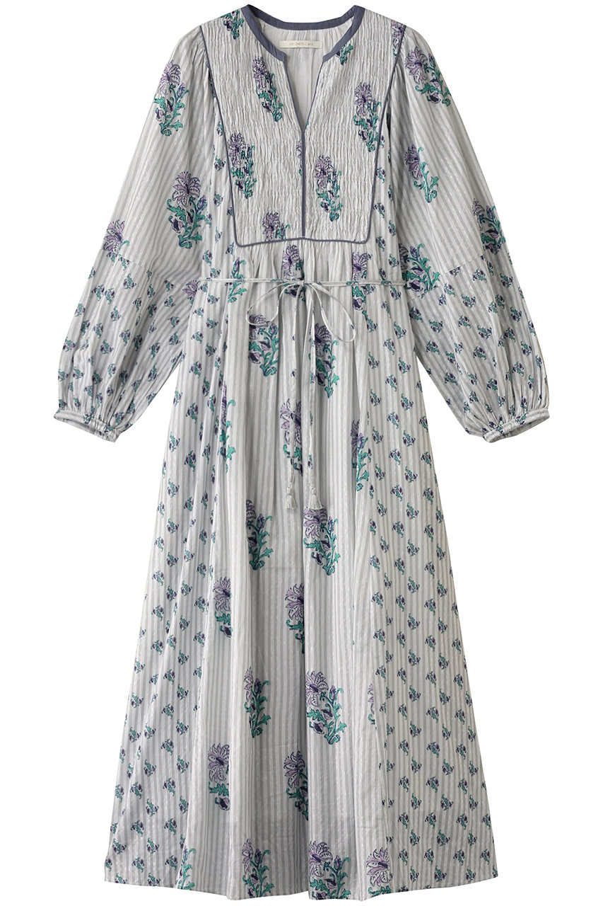 COTTON JACQUARD LILY プリント シャーリングワンピース