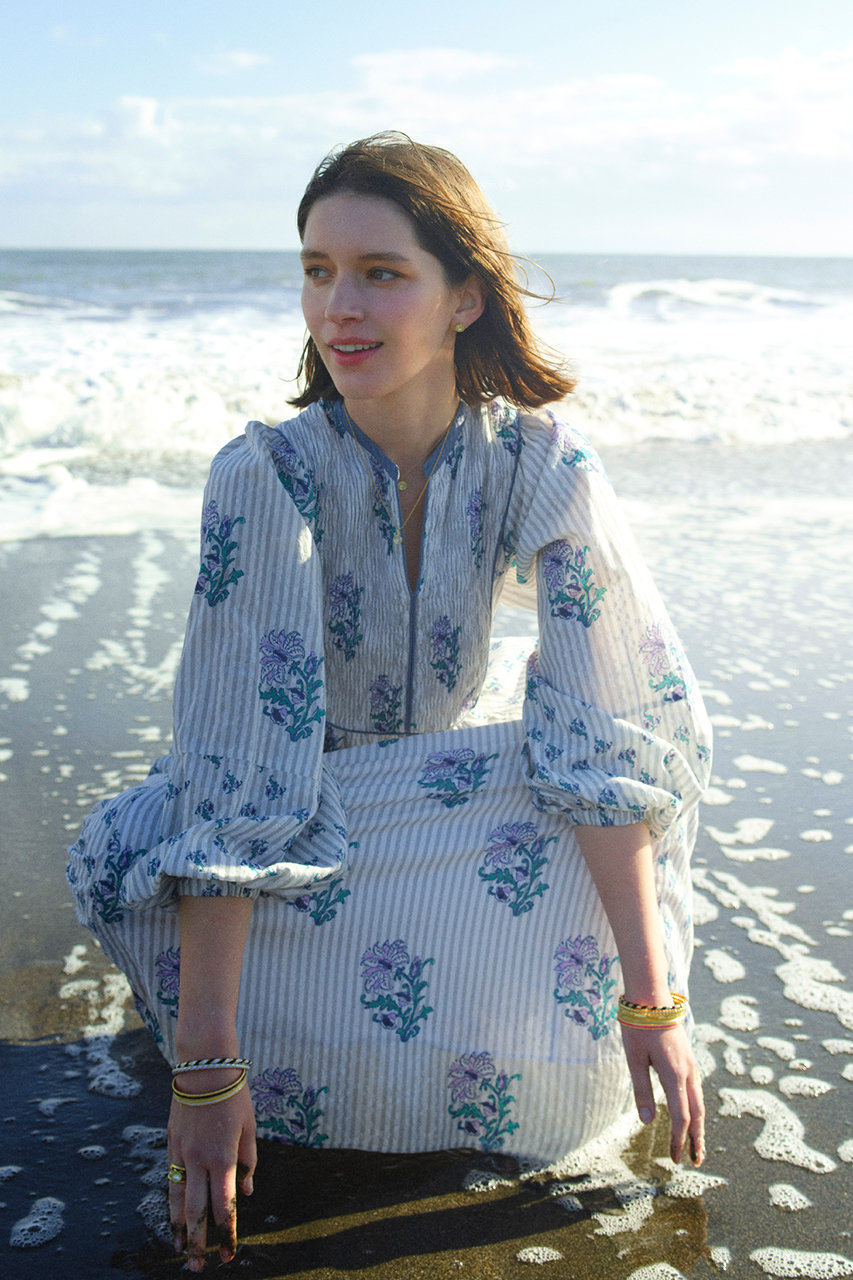 ワンピース Lin ne Quittez pas(ヌキテパ)｜COTTON JACQUARD LILY プリント