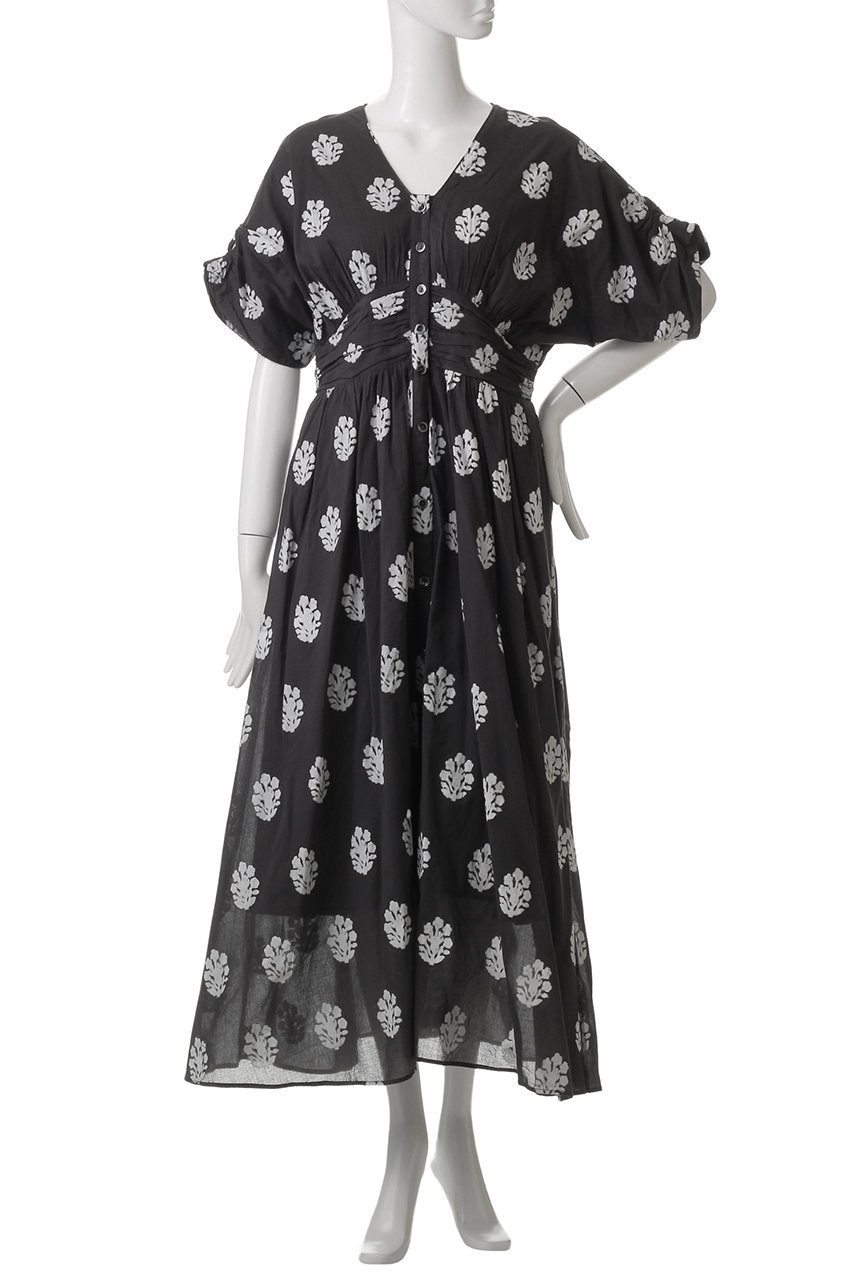 ヌキテパ　Cotton Voile Sedum Foil Print Dress Cotton Voile Sedum Foil Print Waist Gather Dress | Pasand by
