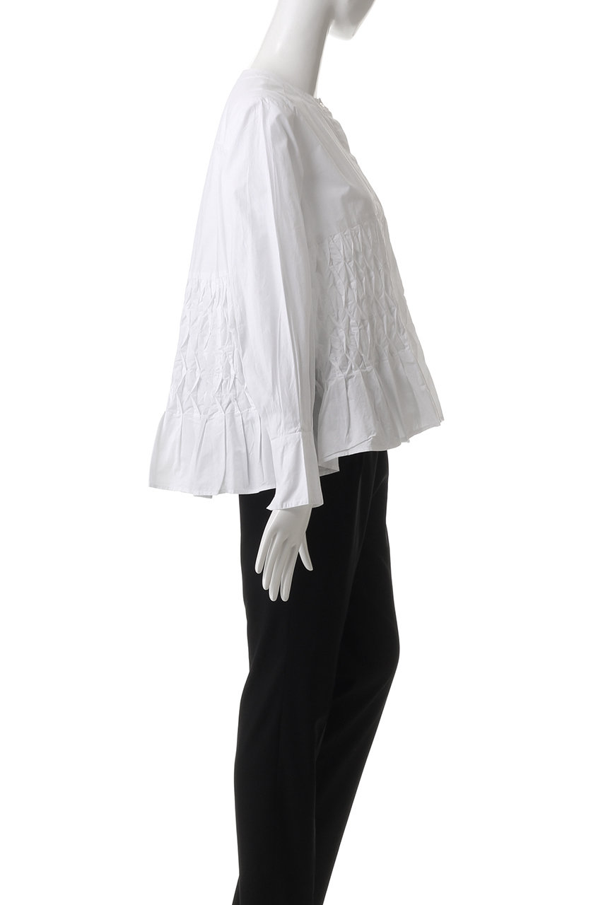 ne Quittez pas ヌキテパ　フリルブラウス　White 完売品 Cotton Volume Frill Short Blouse | Pasand by ne Quittez pas